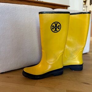 Tory Burch Yellow Tall Rain Boots